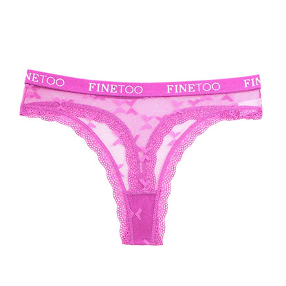 Thong femme dentelle sexy — Taille basse respirant couleur unie