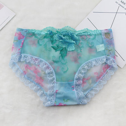 Culotte Dentelle Florale Brodée — Taille Mi-Haute M-XL
