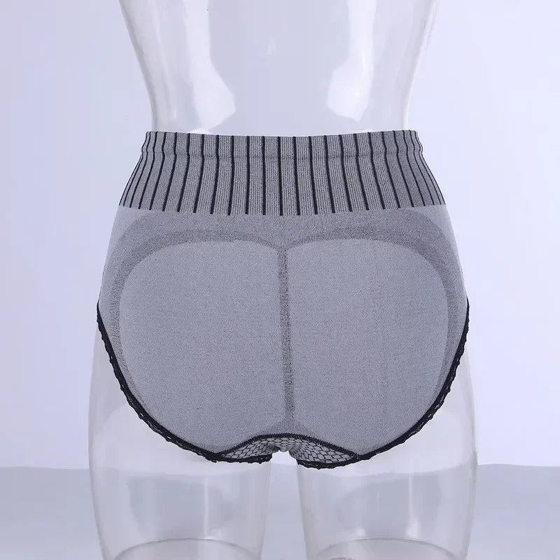 Culotte gainante femme nylon — Taille haute brodée push-up fessier