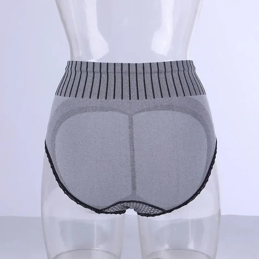 Culotte gainante femme nylon — Taille haute brodée push-up fessier