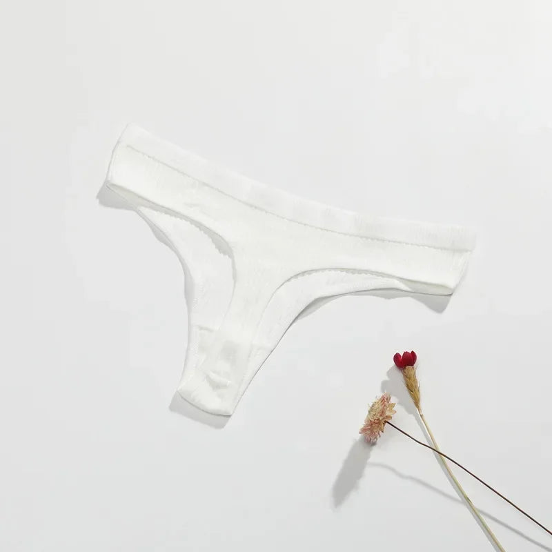 Tanga G-string femme coton — Taille basse respirant couleur unie