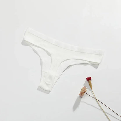 Tanga G-string femme coton — Taille basse respirant couleur unie