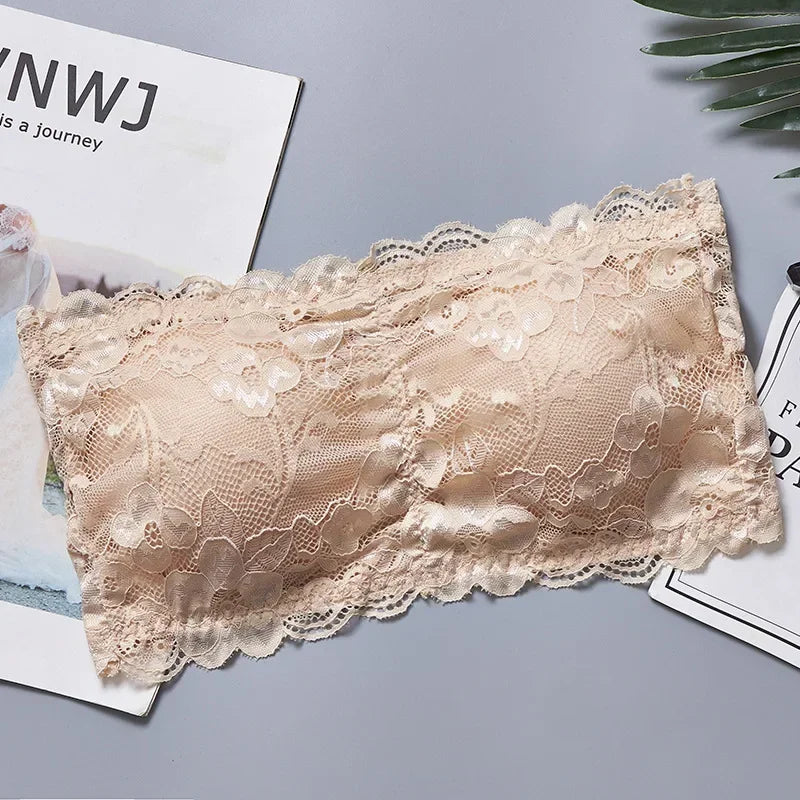 Bralette dentelle florale sans bretelles — Taille unique
