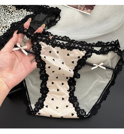 Culotte femme dentelle & ice silk — Mi-taille sans coutures