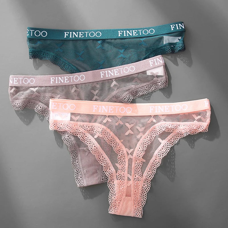 Thong femme dentelle sexy — Taille basse respirant couleur unie