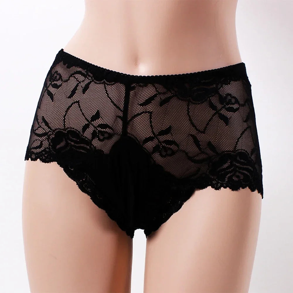 Slip lingerie sissy femme poche haute elasticite ultra-fin M-XL