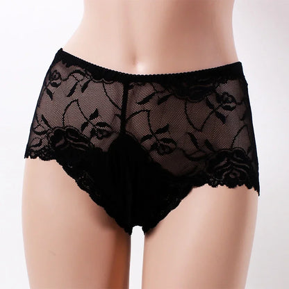 Slip lingerie sissy femme poche haute elasticite ultra-fin M-XL