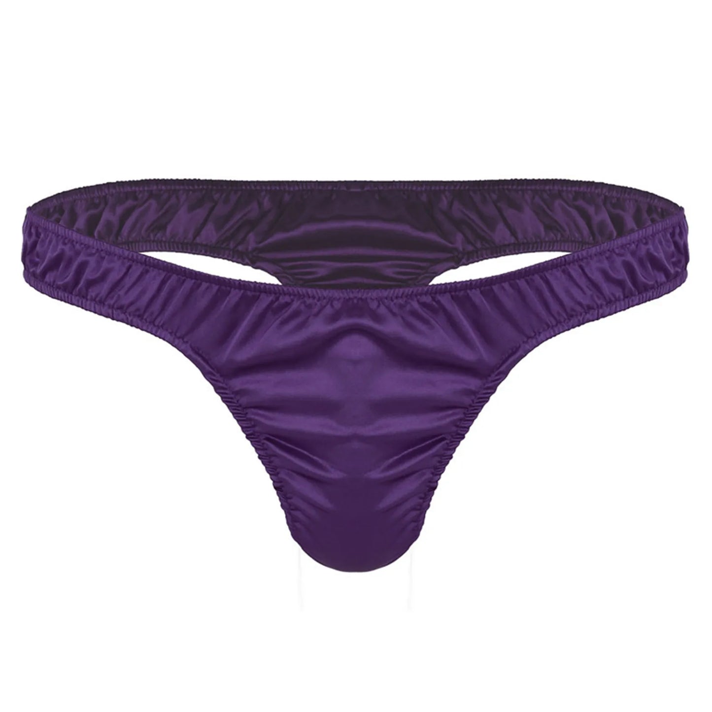 Men's Low-Rise G-String Briefs, Male Gay Sissy Panties Underwear, Soft Shiny Satin, Men's Ruffled Thong Underpants, Sexy Lingerie
