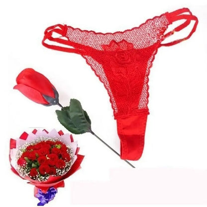 G-string dentelle rose & motifs — Taille basse