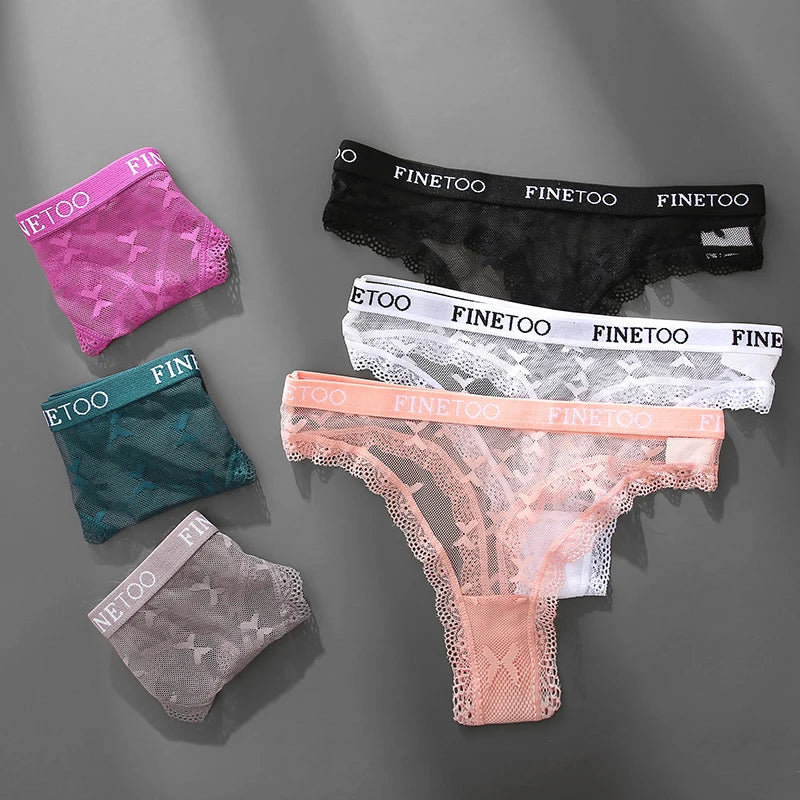 Thong femme dentelle sexy — Taille basse respirant couleur unie