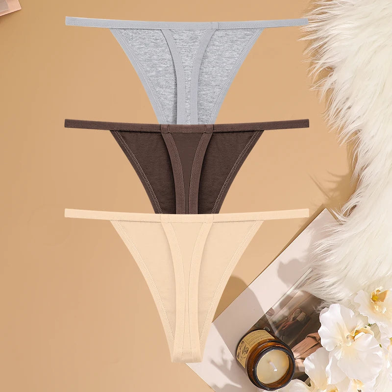 Lot 3 G-Strings Coton Taille Basse FINETOO - S à XL - Nos Petits KIFF