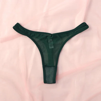 String femme sans coutures mesh translucide — Mi-taille T-back sexy