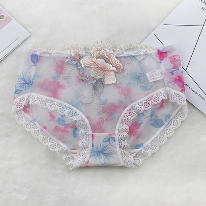Culotte Dentelle Florale Brodée — Taille Mi-Haute M-XL