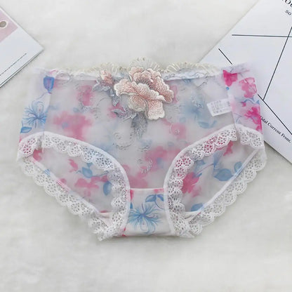 Culotte Dentelle Florale Brodée — Taille Mi-Haute M-XL