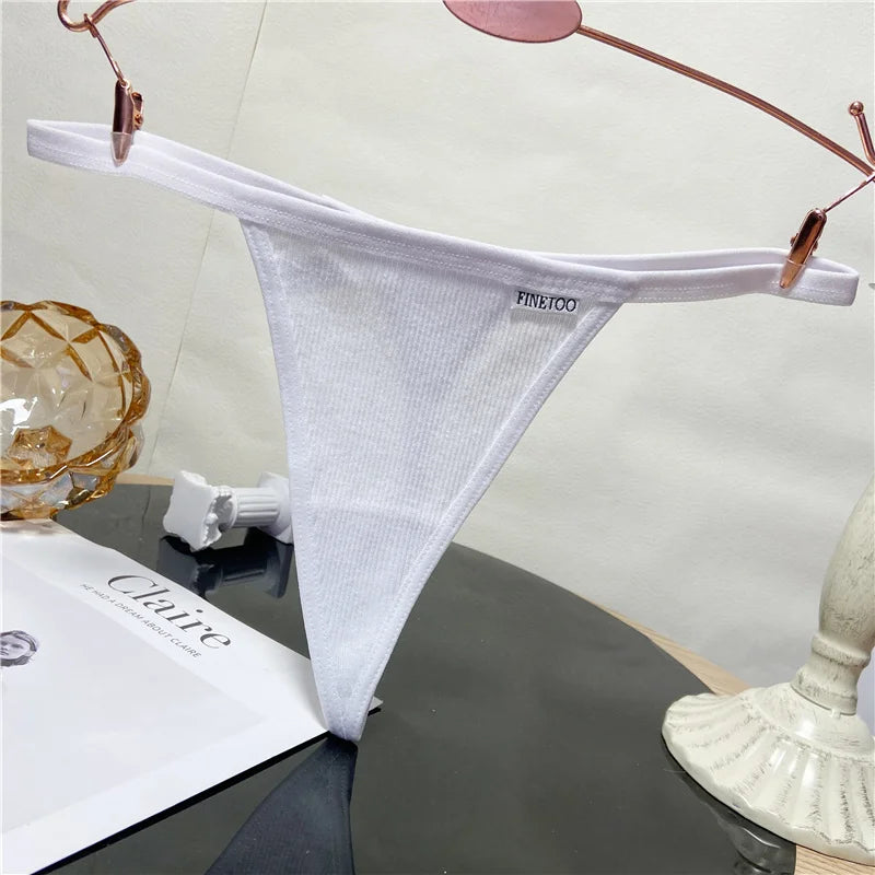 FINETOO 2PCS/Set Sexy M-XL Women Cotton G-String Underwear Low Waist Panties Femme Panties Underpant Girl T-back Thong Lingerie