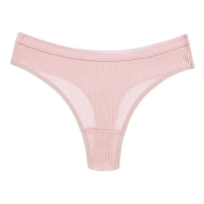 Thong seamless côtelé G-string coton taille basse — S-XL