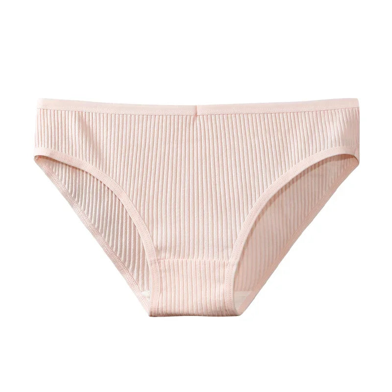 Culotte femme 100% coton — Mi-taille rayée respirante douce confortable
