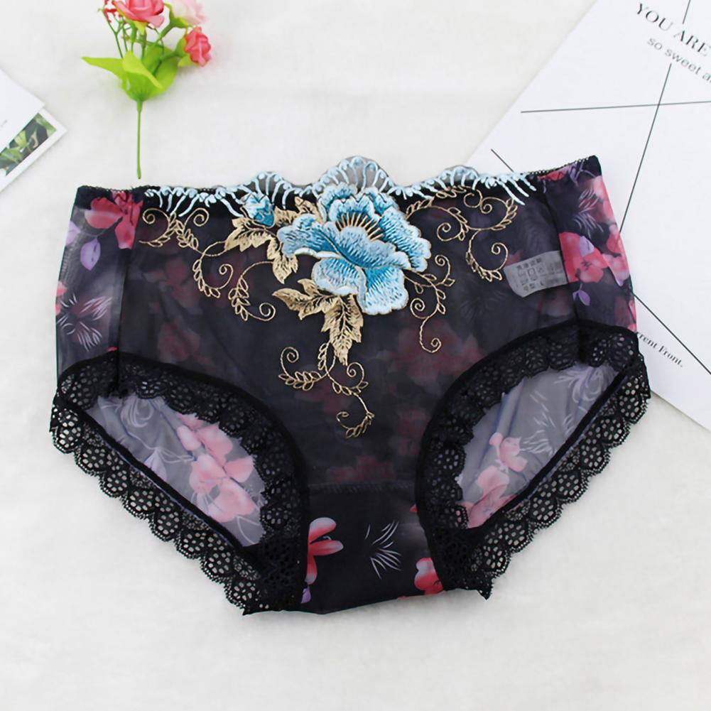 Culotte Dentelle Florale Brodée — Taille Mi-Haute M-XL