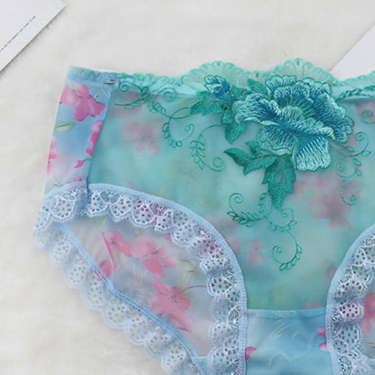 Culotte Dentelle Florale Brodée — Taille Mi-Haute M-XL