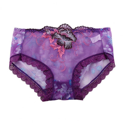 Culotte Dentelle Florale Brodée — Taille Mi-Haute M-XL