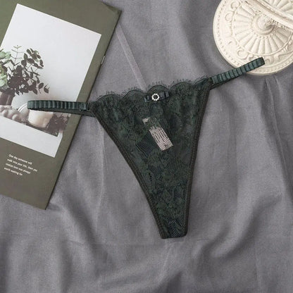 G-String Femme Dentelle Transparente Sexy - Entrejambe Coton - Nos Petits KIFF