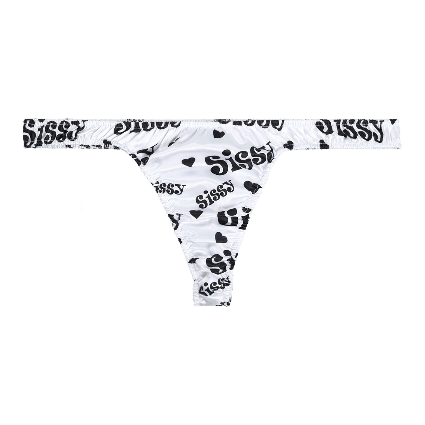 Men's Low-Rise G-String Briefs, Male Gay Sissy Panties Underwear, Soft Shiny Satin, Men's Ruffled Thong Underpants, Sexy Lingerie