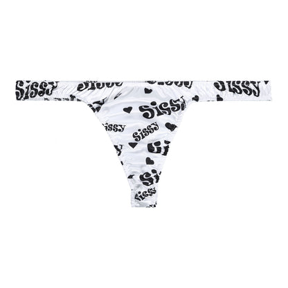 Men's Low-Rise G-String Briefs, Male Gay Sissy Panties Underwear, Soft Shiny Satin, Men's Ruffled Thong Underpants, Sexy Lingerie