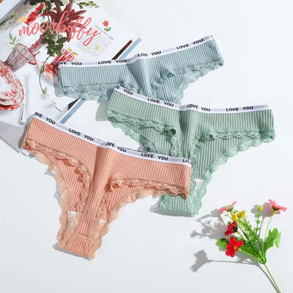 Thong coton taille basse couleur unie — S-XL