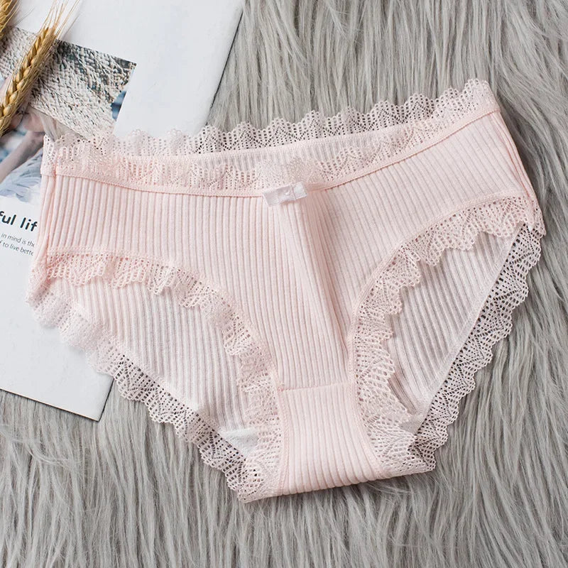 Culotte seamless coton dentelle volantée taille basse — S-XL