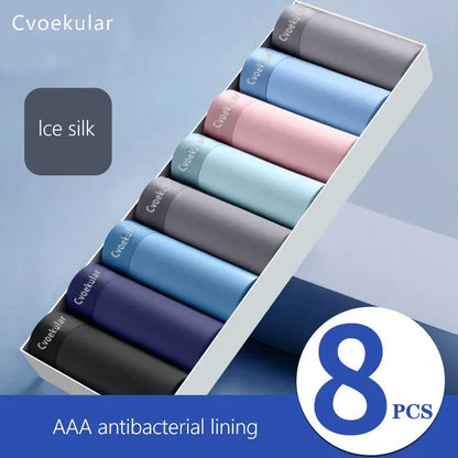 Cvoekular 4/8pcs Men's Boxer Underwear Ice Silk Underwear Homme Lingerie Underpants Bokserki Meskie Calzoncillos Shorts Panties