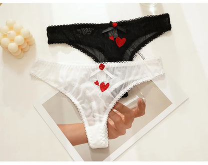 String femme broderie cœur — Transparent sans couture taille basse sexy lingerie