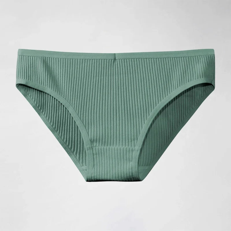 Culotte femme 100% coton — Mi-taille rayée respirante douce confortable