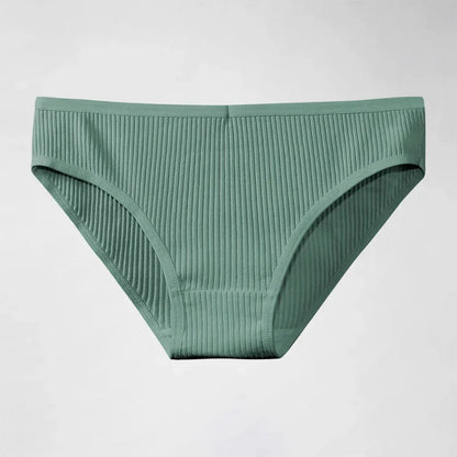 Culotte femme 100% coton — Mi-taille rayée respirante douce confortable