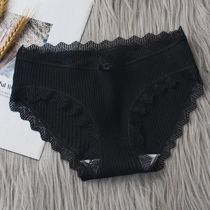 Culotte seamless coton dentelle volantée taille basse — S-XL