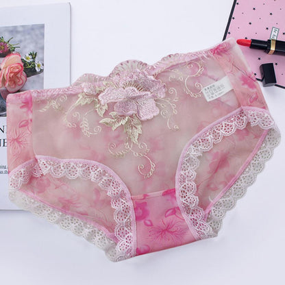 Culotte Dentelle Florale Brodée — Taille Mi-Haute M-XL