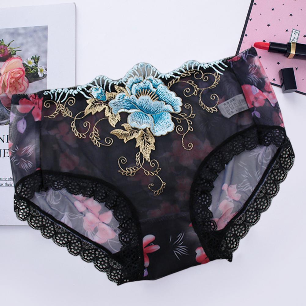 Culotte Dentelle Florale Brodée — Taille Mi-Haute M-XL