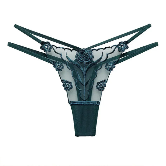 String femme dentelle florale — G-string ultra-fin taille basse