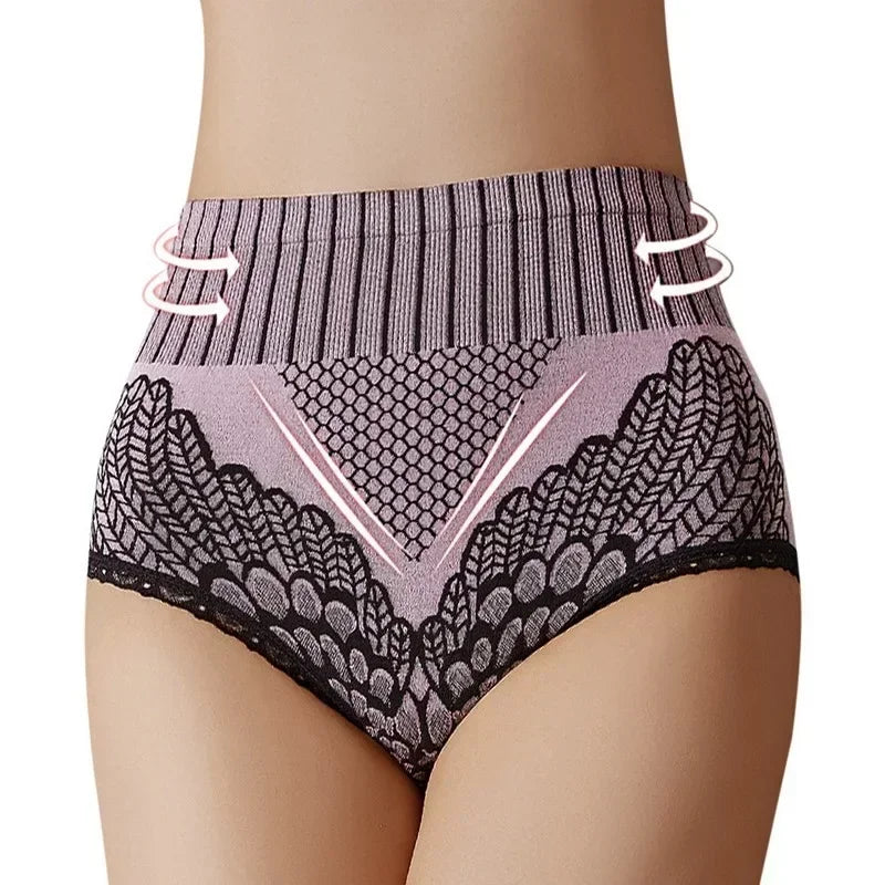Culotte gainante femme nylon — Taille haute brodée push-up fessier