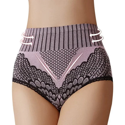 Culotte gainante femme nylon — Taille haute brodée push-up fessier