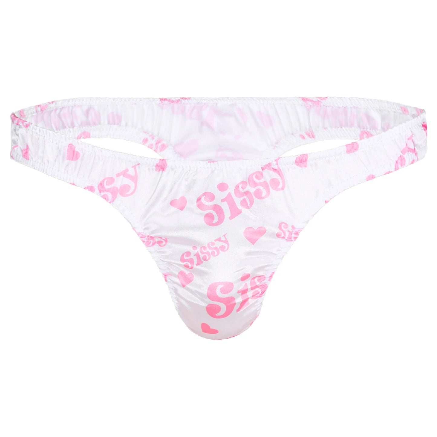 Men's Low-Rise G-String Briefs, Male Gay Sissy Panties Underwear, Soft Shiny Satin, Men's Ruffled Thong Underpants, Sexy Lingerie