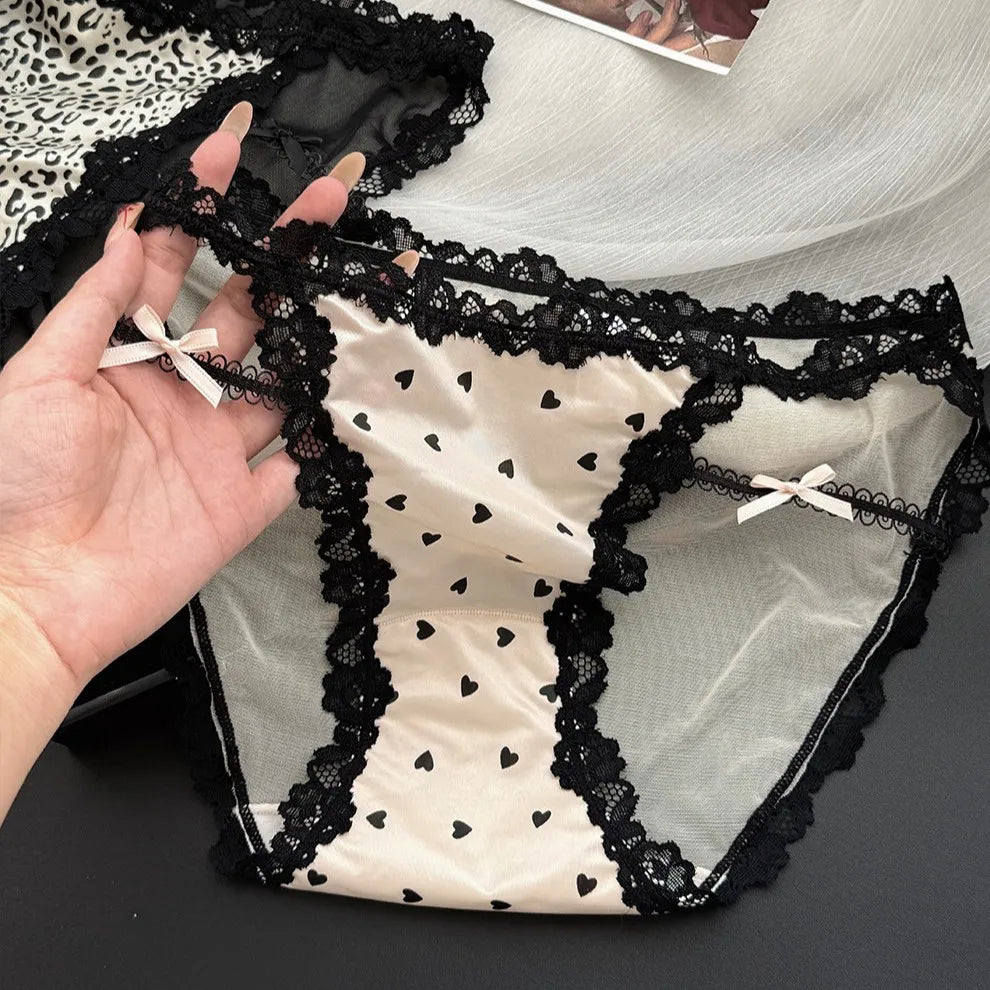 Culotte femme dentelle & ice silk — Mi-taille sans coutures
