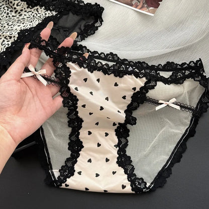 Culotte femme dentelle & ice silk — Mi-taille sans coutures