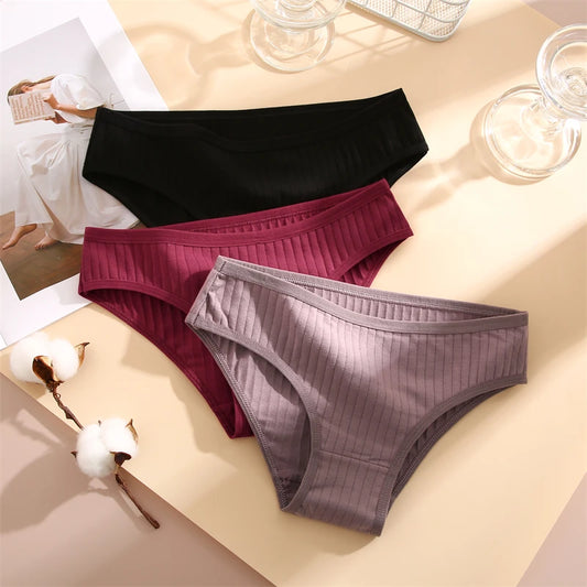 Culotte femme coton sans coutures — Taille basse respirante douce couleur unie