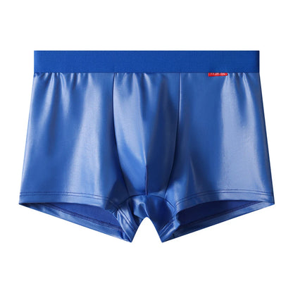 Men's Boxers PU Leather Panties High Elastic U Convex Pouch Lingerie Underwear Thin Breathable Boxers Bikini Briefs for Men