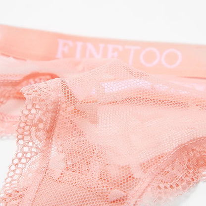 Thong femme dentelle sexy — Taille basse respirant couleur unie