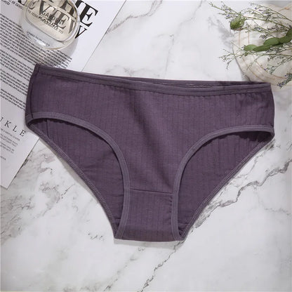 Culotte femme coton sans coutures — Taille basse respirante douce couleur unie