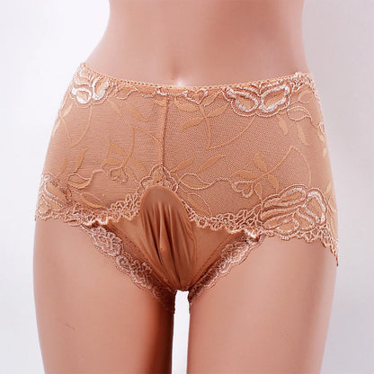 Slip lingerie sissy femme poche haute elasticite ultra-fin M-XL
