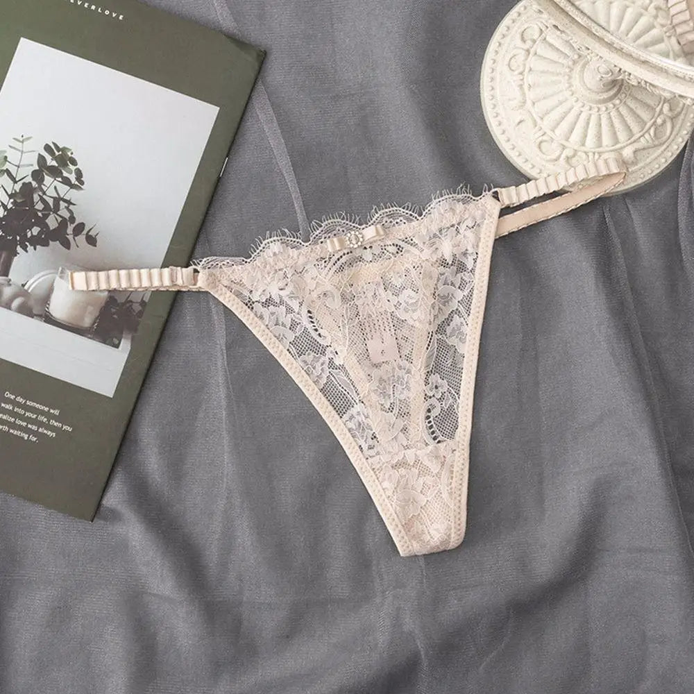 G-String Femme Dentelle Transparente Sexy - Entrejambe Coton - Nos Petits KIFF