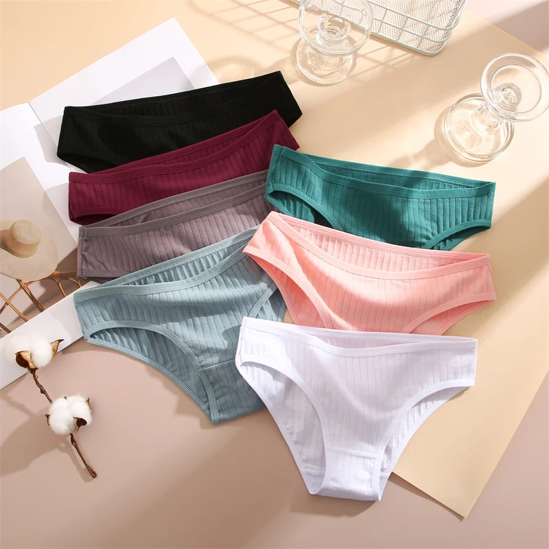 Culotte femme coton sans coutures — Taille basse respirante douce couleur unie