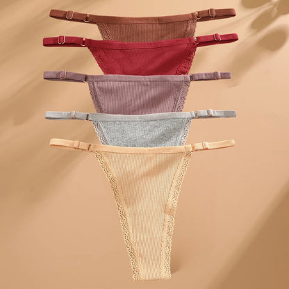 Lot 5 G-Strings Coton T-Back - Taille Ajustable M-XXL - Nos Petits KIFF